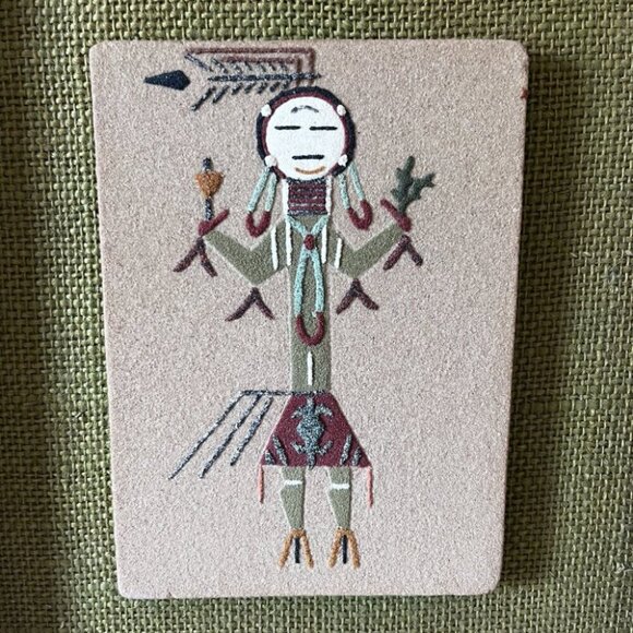 Vintage Sand Painting Native American Indian - Picture 2 of 6
